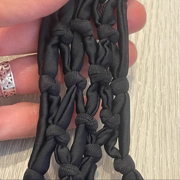 Seeded & Sewn Black Floral T-Back Bikini Swim Top Size Large - Picture 4 of 7